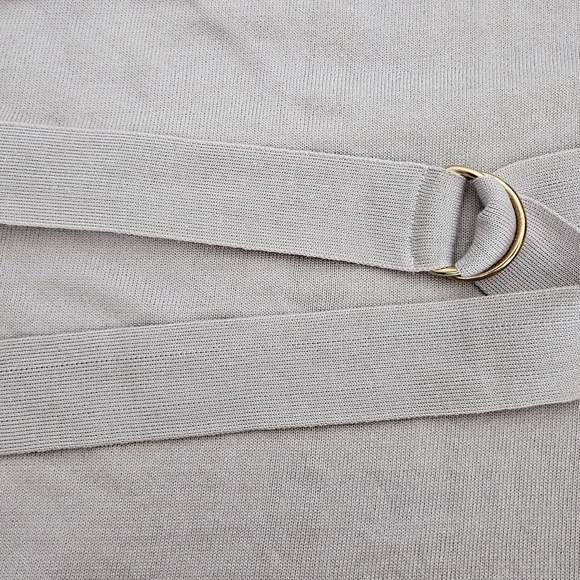 Lilac light purple lavender short sleeves gold tone belt rayon knit dress S - Picture 8 of 12